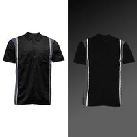 Men's Classic Black and Grey Button Up Mechanic Shirt w/ Reflective Stripe