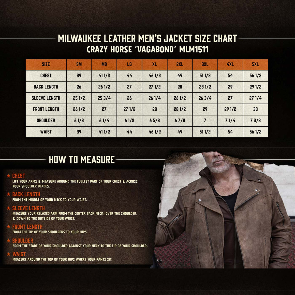 Milwaukee Leather MLM1511 Men's 'Vagabond' Vintage Crazy Horse' Brown