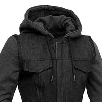 Essex Women's Motorcycle Denim Vest with Removable Sweatshirt FIL517SDH