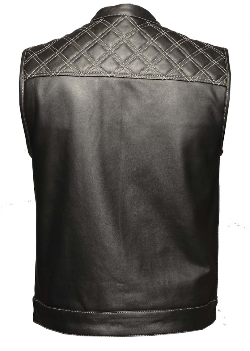 Men's Leather Vest Diamond Stitch 6671.14 | Victory Leathers