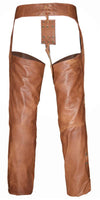 Unisex Brown Leather Motorcycle Chaps 7174.ANT