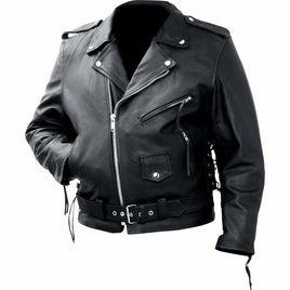 Men's Motorcycle Jacket Solid Genuine Cowhide Leather BKMCBM