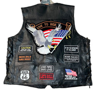 Men's leather vest with 14 patches