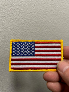 American flag patch with yellow boarder 3.25" X 2"