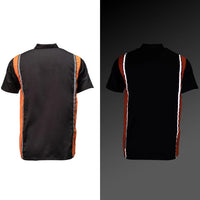 Men's Classic Black and Orange Button Up Mechanic Shirt w/ Reflective Stripe