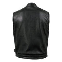 Milwaukee Leather USA MADE MLVSM5004 Men's Black 'Chaos' Premium Dual Closure Motorcycle Leather Vest