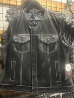 LADIES MOTORCYC LEATHER VEST (JESSICA WHITE) FIL025