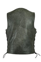 Men's Grey Leather Vest with Single Back for Rockers DS105GY