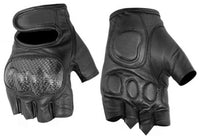Gelstrike - Men's Leather Motorcycle Fingerless Gloves