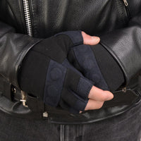 Milwaukee Leather SH44610 Men's Black Gel Padded Knuckle Fingerless Motorcycle Mechanics Hand Gloves W/ ‘Amara Cloth’