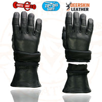 Milwaukee Leather SH870 Women's USA Deerskin Black Leather Gauntlet Winter Gloves w/ Gel Palm