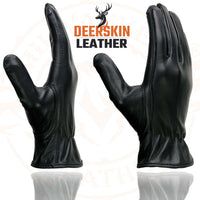 Milwaukee Leather SH886 Women's USA Deerskin Black Leather Unlined Lightweight Motorcycle Rider Gloves