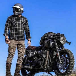 Iron Oak - Men's Long Sleeve Motorcycle Flannel Shirt TW201