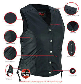 Wild babe Women's Leather Motorcycle Vest DS211