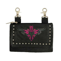 Ladies Leather Hip Bag Belt Loop Purse with Tribal Heart ( Multi Colors )