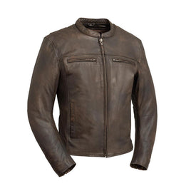 Men's Leather Riding Jacket ( ROCKY ) FIM215CDTZ Brown