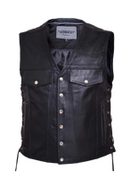 Men's Denim Style Leather Motorcycle Vest 2601.00