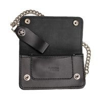 Milwaukee Leather MLW7824 Men's 6.25" Western Star Black Bi-Fold Leather Biker Wallet w/ Anti-Theft Stainless Steel Chain