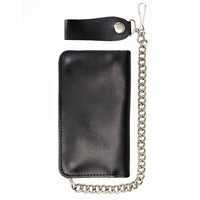 Milwaukee Leather MLW7894 Men's 7" Leather Bi-Fold Biker Wallet w/ Multiple Storage and Swivel Trigger Clip Anti-Theft Stainless Steel Chain
