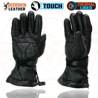 Milwaukee Leather MG7518 Men's Black Deerskin Gauntlet Motorcycle Hand Gloves w/ i-Touch Screen Tech