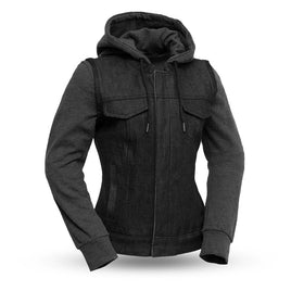 Essex Women's Motorcycle Denim Vest with Removable Sweatshirt FIL517SDH