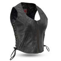 Raven Women's Motorcycle Leather Vest Fil542GGD