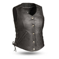 Honey Badger Women's Motorcycle Leather Vest FIL566RCSL