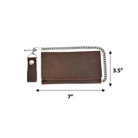 Brown Trifold Snap Closure Biker Long Chain Wallet 5708.00