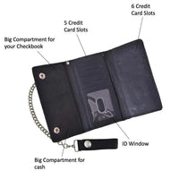 Brown Trifold Snap Closure Biker Long Chain Wallet 5708.00