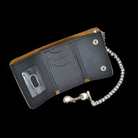 Small Brown Trifold Long Chain Biker Wallet 5711.00