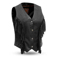 Apache Women's Leather Motorcycle Vest FIL572SDM