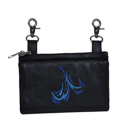 5731.WR Black Leather Ladies Clip on Bag
