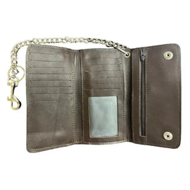 Brown Trifold Long Chain Biker Wallet 5767.03