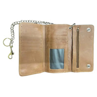 Tan Trifold Long Chain Biker Wallet 5767.01