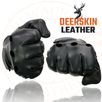 Milwaukee Leather SH868 Men's Open Knuckle USA Deerskin Black Perforated Leather Motorcycle Riders Gloves
