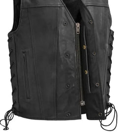 High Roller Men's Motorcycle Leather Vest FIM619CDL