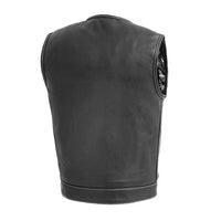 Men's Leather Vest with white Stitching and Black & White Paisley FIM636CDM