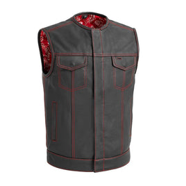 Bandit Men's Leather Motorcycle Vest FIM63CDM-6BR