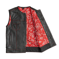 Bandit Men's Leather Motorcycle Vest FIM63CDM-6BR