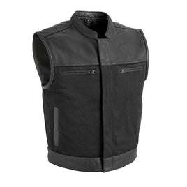 Lowrider Men's Motorcycle Leather/Twill Vest FIM650TW