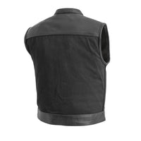 Lowrider Men's Motorcycle Leather/Twill Vest FIM650TW
