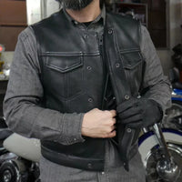 Lowside Men's Motorcycle Leather Vest FIM659CPM