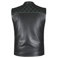 Green Diamond - Men's Premium Leather Vest 6671.11 (Black - Green)