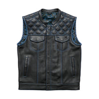 Sinister - Men's Motorcycle Leather Vest FIM672BLUE