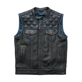 Sinister - Men's Motorcycle Leather Vest FIM672BLUE