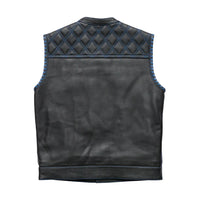 Sinister - Men's Motorcycle Leather Vest FIM672BLUE