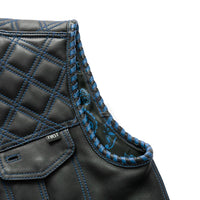 Sinister - Men's Motorcycle Leather Vest FIM672BLUE