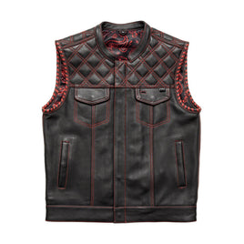 Sinister - Men's Motorcycle Leather Vest Red FIM672QLT