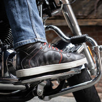 Milwaukee Leather MBM9103 Men's Vintage Leather Brown w/ Red Laces High-Top Reinforced Street Riding Casual Shoes