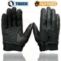 Milwaukee Leather MG7745 Women's Black Deerskin Laced Wrist Motorcycle Gloves w/ Gel Palm and i-Touch Screen